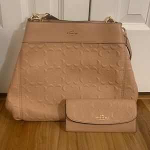 Coach Lexy Chain Nude Leather Shoulder Bag